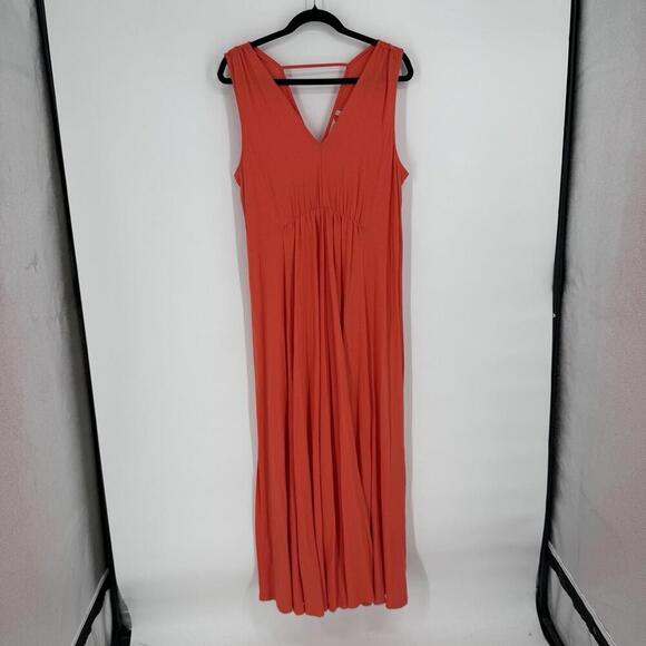 Soft Surroundings dress large L orange maxi sleeveless modal beachy summer work - Picture 1 of 5